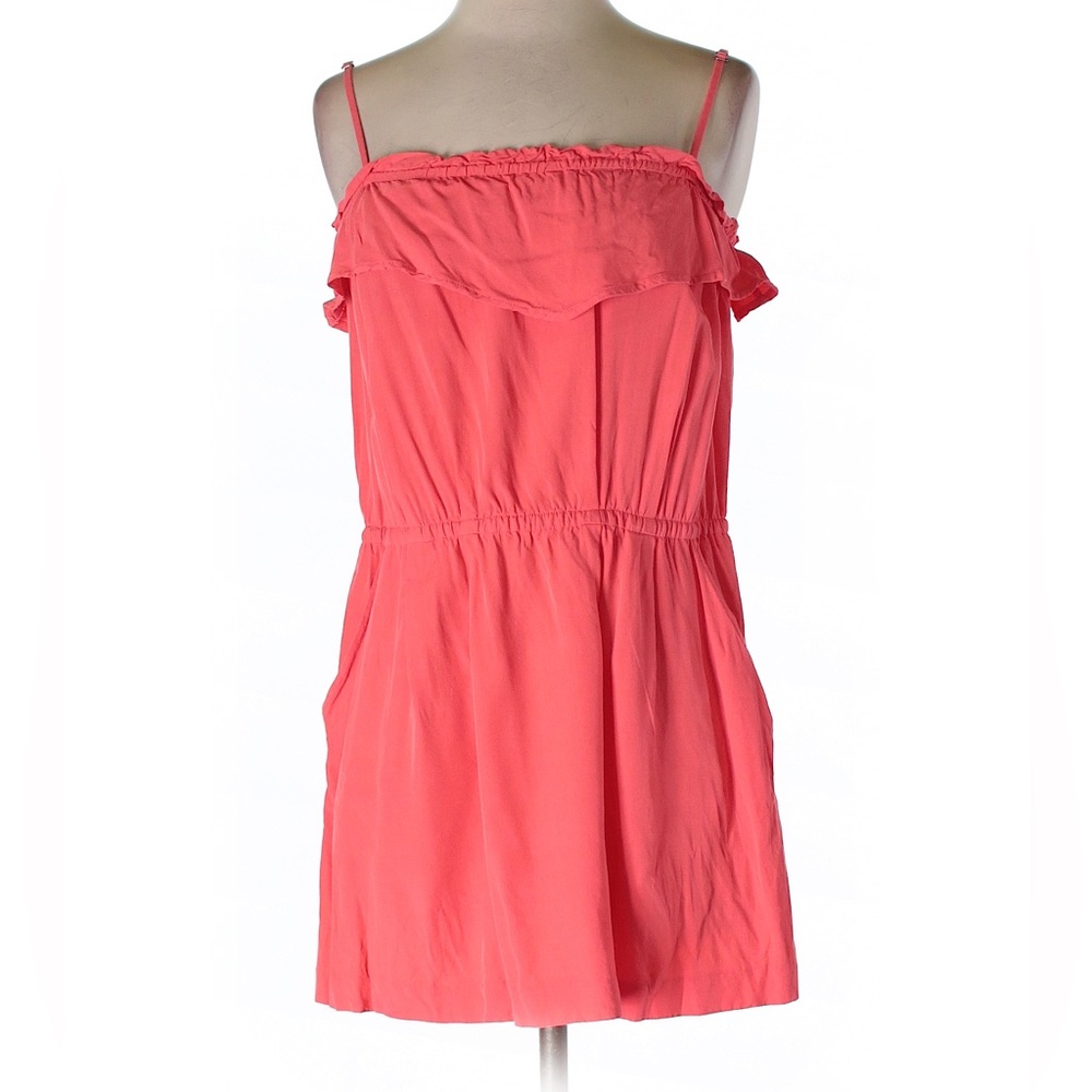 NWOT J Crew Coral Spaghetti Straps A-Line Square Neck Dress Size S W Pockets